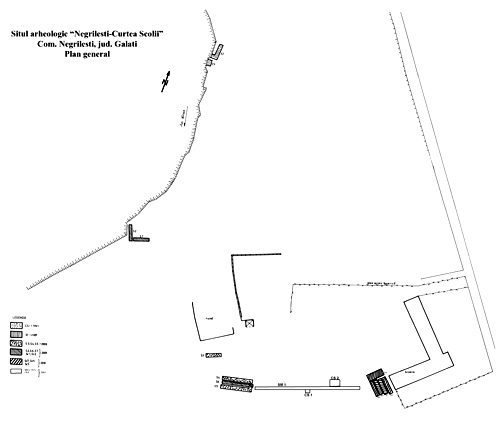 Planul general al sitului arheologic Negrilesti -Curtea scolii