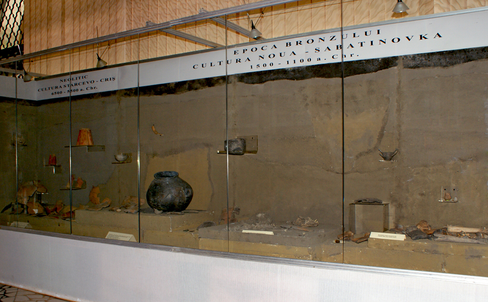 Exponate datand din neolitic ( cultura Starcevo - Cris ) si epoca bronzului ( cultura Noua - Sabatinovka )